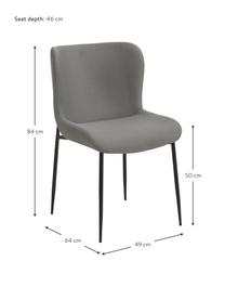 Sedia imbottita in tessuto Tess, Rivestimento: poliestere Con 25.000 cic, Gambe: metallo verniciato a polv, Tessuto grigio, nero, Larg. 49 x Alt. 84 cm