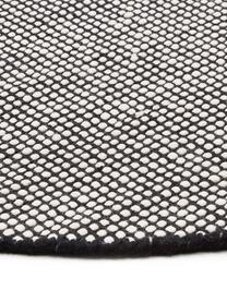 Tapis rond en laine noir tissé main Amaro, Noir, blanc crème, Ø 140 cm (taille M)