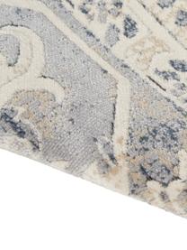 Vintage vloerkleed Malta in blauw-beige, 90% polypropyleen, 10% chenille, Ivoorkleurig, blauwtinten, B 120 x L 170 cm (maat S)