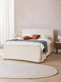 Letto boxspring premium Violet, Materasso: nucleo a 5 zone di molle , Piedini: legno massiccio di betull, Tessuto bianco crema, Larg. 140 x Lung. 200 cm, grado di durezza 2