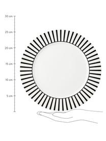 Speiseteller Ceres Loft mit Streifendekor, 4 Stück, Porzellan, Weiß, Schwarz, Ø 26 x H 2 cm