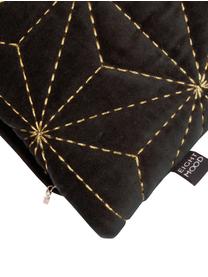 Housse de coussin 45x45 broderie Sari, Noir, couleur dorée