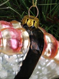 Kerstboomhanger Sushi Shrimp, Glas, Roze, zilverkleurig, zwart, B 10 cm x H 4 cm