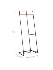 Appendiabiti in metallo nero Towi, Struttura: metallo verniciato a polv, Asta: legno, Nero, Larg. 61 x Alt. 163 cm