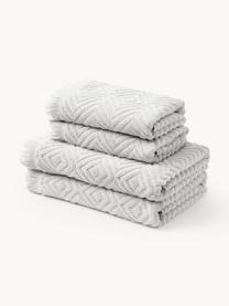 Lot de serviettes de bain texturées Jacqui, tailles variées, Gris clair, 4 éléments (2 serviettes de toilette et 2 draps de bain)