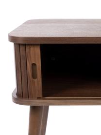 Holz-Nachttisch Barbier mit Schiebetür und geriffelter Front, Tischplatte: Mitteldichte Holzfaserpla, Dunkles Eichenholz, B 45 x H 59 cm