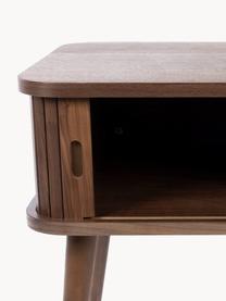 Holz-Nachttisch Barbier mit Rolltür und geriffelter Front, Tischplatte: Mitteldichte Holzfaserpla, Walnussholz, B 45 x H 59 cm