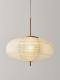 Lampa wisząca z papieru ryżowego Misaki, Biały, jasne drewno naturalne, Ø 52 x W 150 cm