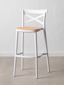 Krzesło barowe z tworzywa sztucznego Henri, Stelaż: polipropylen, Biały, jasny brązowy, S 38 x W 102 cm