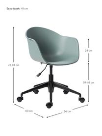 Schreibtischstuhl Claire, Sitzfläche: 65 % Polypropylen, 35 % G, Beine: Metall, pulverbeschichtet, Rollen: Kunststoff, Salbeigrün, B 66 x T 60 cm