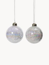 Kerstballen Elena, iriserend, set van 12, Glas, Wit, iriserend, Ø 8 cm