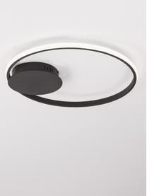 Dimbare LED plafondlamp Fuline, Lampenkap: metaal, Diffuser: acryl, Zwart, Ø 50 x H 5 cm