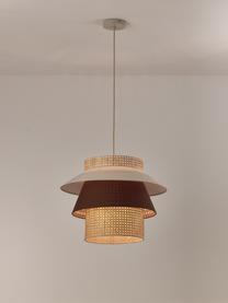 Lampa wisząca z plecionki wiedeńskiej Klea, Jasny beżowy, brązowy, Ø 55 x W 42 cm