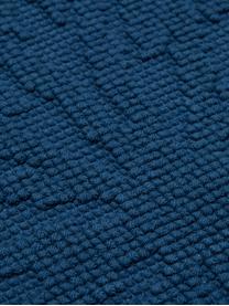 Baumwoll-Badvorleger Hammam mit Hoch-Tief-Muster, 100% Baumwolle, schwere Qualität, 1700 g/m², Dunkelblau, 60 x 80 cm