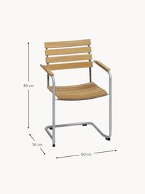 Ručně vyrobená zahradní židle z teakové dřeva Prato, Teakové dřevo, stříbrná, Š 60 cm, H 56 cm