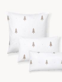 Flanelový povlak na polštář s vánočním vzorem X-mas Tree, Bílá, béžová, Š 40 cm, D 80 cm