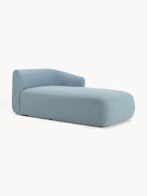 Chaise longue hoekmodule Sofia uit bouclé, Bekleding: bouclé (100% polyester) M, Frame: sparrenhout, spaanplaat, , Poten: kunststof Dit product is , Bouclé blauw, B 185 x D 92 cm, hoekdeel rechts