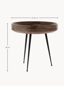Malý kulatý odkládací stolek z mangového dřeva Bowl, Mangové dřevo, tmavě lakované, Ø 40 cm, V 38 cm