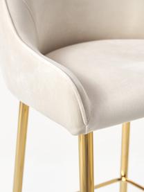 Chaise de bar en velours Ava, Velours beige clair, larg. 48 x haut. 107 cm