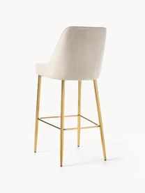 Chaise de bar en velours Ava, Velours beige clair, larg. 48 x haut. 107 cm