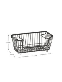 Stapelbare opbergmand Martin, Gepoedercoat metaal, Zwart, B 32 cm x H 15 cm