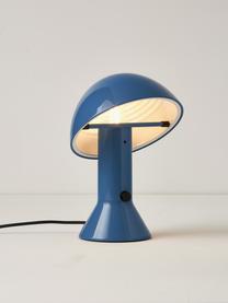 Petite lampe à poser avec abat-jour réglable Elmetto, Plastique laqué, Bleu, Ø 22 x haut. 28 cm