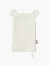 Baby-Waschhandschuh Wave aus Bio-Baumwolle, 100 % Biobaumwolle, Off White, B 15 x L 22 cm