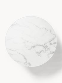 Stolik kawowy ze szklanym blatem o wyglądzie marmuru Antigua, Blat: szkło, matowy nadruk, Stelaż: metal mosiądzowany, Biały, o wyglądzie marmuru, odcienie złotego, Ø 100 cm