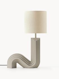 Lampada da tavolo di design Luomo, Paralume: tessuto di lino, Struttura: pannello di fibra di abet, Beige, greige, Larg. 43 x Alt. 61 cm