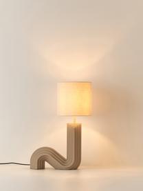 Lampada da tavolo di design Luomo, Paralume: tessuto di lino, Struttura: pannello di fibra di abet, Beige, greige, Larg. 43 x Alt. 61 cm