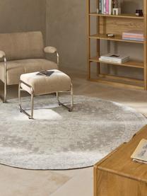 Tapis rond chenille tissé main Naples, Gris-bleu, blanc crème, Ø 250 cm (taille XL)