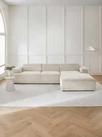 Canapé d'angle 4 places en velours côtelé Melva, Velours côtelé beige, larg. 319 x prof. 195 cm, méridienne à gauche