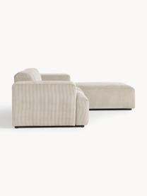 Cord-Ecksofa Melva (4-Sitzer), Bezug: Cord (92% Polyester, 8% P, Gestell: Massives Kiefernholz, Spa, Füße: Kunststoff Dieses Produkt, Cord Hellbeige, B 319 x T 195 cm, Eckteil links