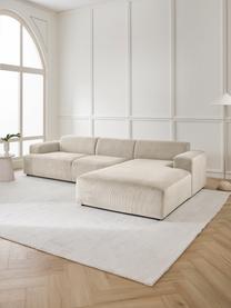 Cord-Ecksofa Melva (4-Sitzer), Bezug: Cord (92% Polyester, 8% P, Gestell: Massives Kiefernholz, Spa, Füße: Kunststoff Dieses Produkt, Cord Hellbeige, B 319 x T 195 cm, Eckteil links