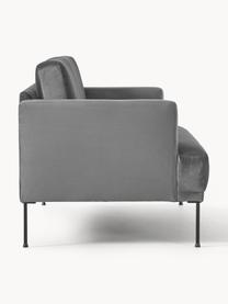 Samt-Sofa Fluente (2-Sitzer), Bezug: Samt (Hochwertiger Polyes, Gestell: Massives Kiefernholz, Füße: Metall, pulverbeschichtet, Samt Dunkelgrau, B 166 x T 85 cm