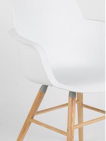 Silla con reposabrazos Albert Kuip, Asiento: 100% polipropileno, Patas: madera de fresno, Blanco, An 59 x Al 82 cm