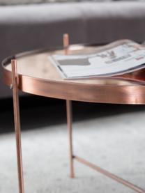 Okrągły stolik kawowy ze szklanym blatem Cupid, Stelaż: metal miedziowany, Blat: szkło, Miedziany, Ø 83 x W 35 cm