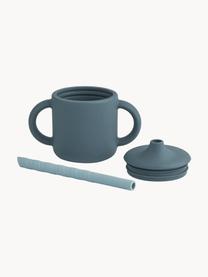 Tazza con cannuccia Cameron, Silicone, Grigio blu, azzurro, Ø 12 x Alt. 10 cm, 140 ml