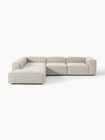 Modulares XL-Ecksofa Lennon aus Leinen-Mix, Bezug: 50 % Viskose, 25 % Leinen, Gestell: Fichtenholz, Sperrholz, m, Leinen-Mix Grau, B 329 x T 269 cm, Eckteil links