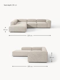 Modulares XL-Ecksofa Lennon aus Leinen-Mix, Bezug: 50 % Viskose, 25 % Leinen, Gestell: Fichtenholz, Sperrholz, m, Leinen-Mix Grau, B 329 x T 269 cm, Eckteil links