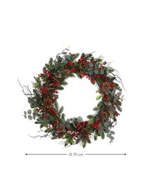 Couronne de Noël artificielle Addy, Ø 70 cm, Vert, rouge