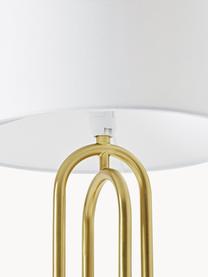 Lampada da tavolo Gianna, Paralume: tessuto, Struttura: metallo, Bianco latte, ottonato, Ø 27 x Alt. 42 cm