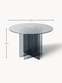 Ronde glazen eettafel Anouk, Ø 120 cm, Glas, Grijs, transparant, Ø 120 cm