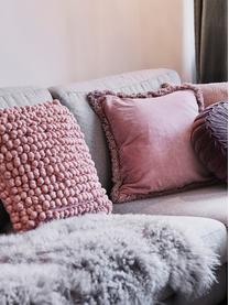 Housse de coussin avec petites boules de tissu 45x45 vieux rose Iona, Vieux rose, larg. 45 x long. 45 cm