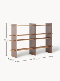 Scaffale con elementi in metallo Rami, Ripiani: metallo verniciato a polv, Struttura: pannello di fibra a media, Marrone chiaro, marrone, Larg. 160 x Alt. 101 cm