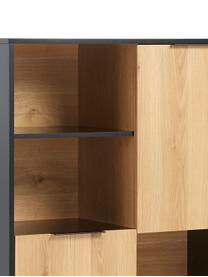 Highboard Stellar mit Türen aus Eichenholzfurnier, Korpus: Mitteldichte Holzfaserpla, Front: Mitteldichte Holzfaserpla, Schwarz, Eichenholz, 100 x 150 cm