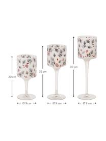 Windlichtenset Pino, 3-delig, Glas, bedrukt, gelakt, Wit, rood, zwart, Set met verschillende formaten