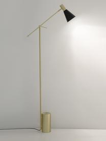 Vloerlamp Sia, Lampenkap: gepoedercoat metaal, Lampvoet: vermessingd metaal, Zwart, Ø 14 x H 162 cm