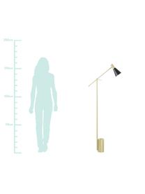 Vloerlamp Sia, Lampenkap: gepoedercoat metaal, Lampvoet: vermessingd metaal, Zwart, Ø 14 x H 162 cm