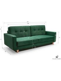 Divano letto 2 posti in tessuto verde con contenitore Tokio, Rivestimento: 100% poliestere, Verde, Larg. 228 x Prof. 89 cm